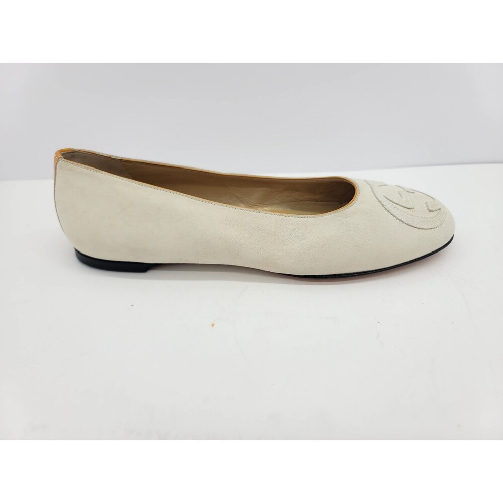 Gucci Women's Size 7 Beige Suede Ballet Flats Slip-On Round Toe Logo - Picture 5 of 9